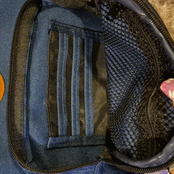 Y2K Vintage Blue/Green Canvas Mini Backpack with Suede - Picture 2 of 6